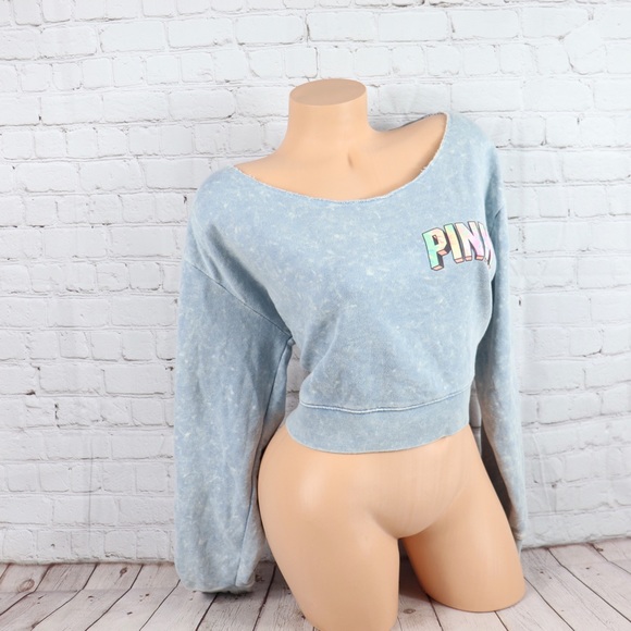 VS PINK logo Slouchy Crop Sweatshirt Tee - Picture 5 of 8